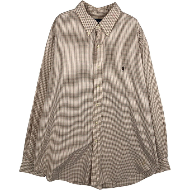 Ralph Lauren Classic Fit Long Sleeve Button Down Check Shirt Men's XL cotton Beige type Vintage Second Hand