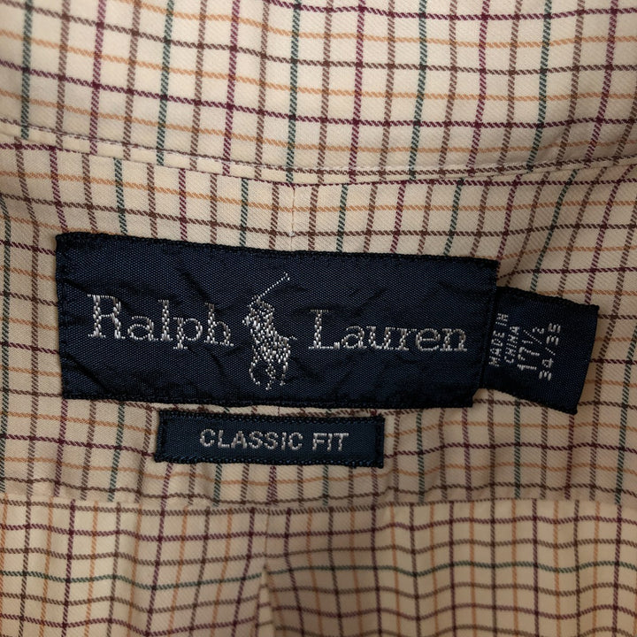 Ralph Lauren Classic Fit Long Sleeve Button Down Check Shirt Men's XL cotton Beige type Vintage Second Hand