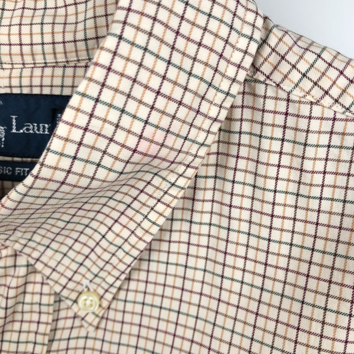 Ralph Lauren Classic Fit Long Sleeve Button Down Check Shirt Men's XL cotton Beige type Vintage Second Hand