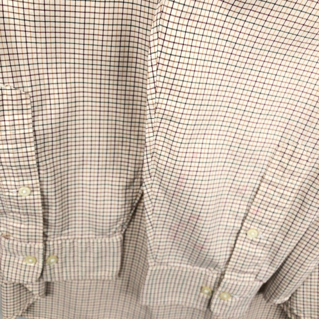 Ralph Lauren Classic Fit Long Sleeve Button Down Check Shirt Men's XL cotton Beige type Vintage Second Hand