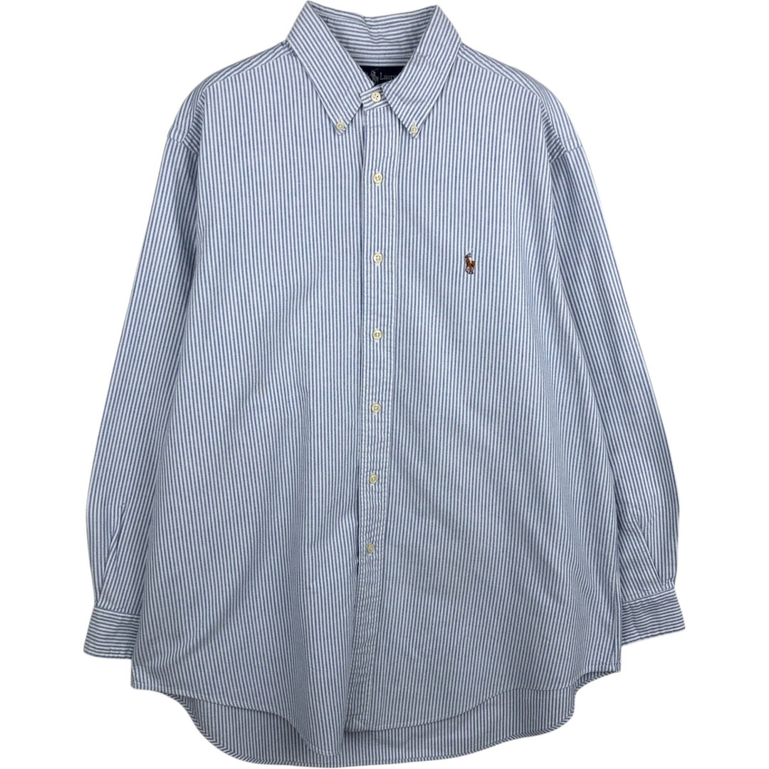 Ralph Lauren long sleeve button down striped shirt, men's XL size cotton white type Vintage Second Hand