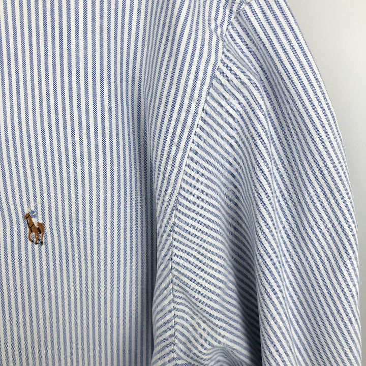 Ralph Lauren long sleeve button down striped shirt, men's XL size cotton white type Vintage Second Hand