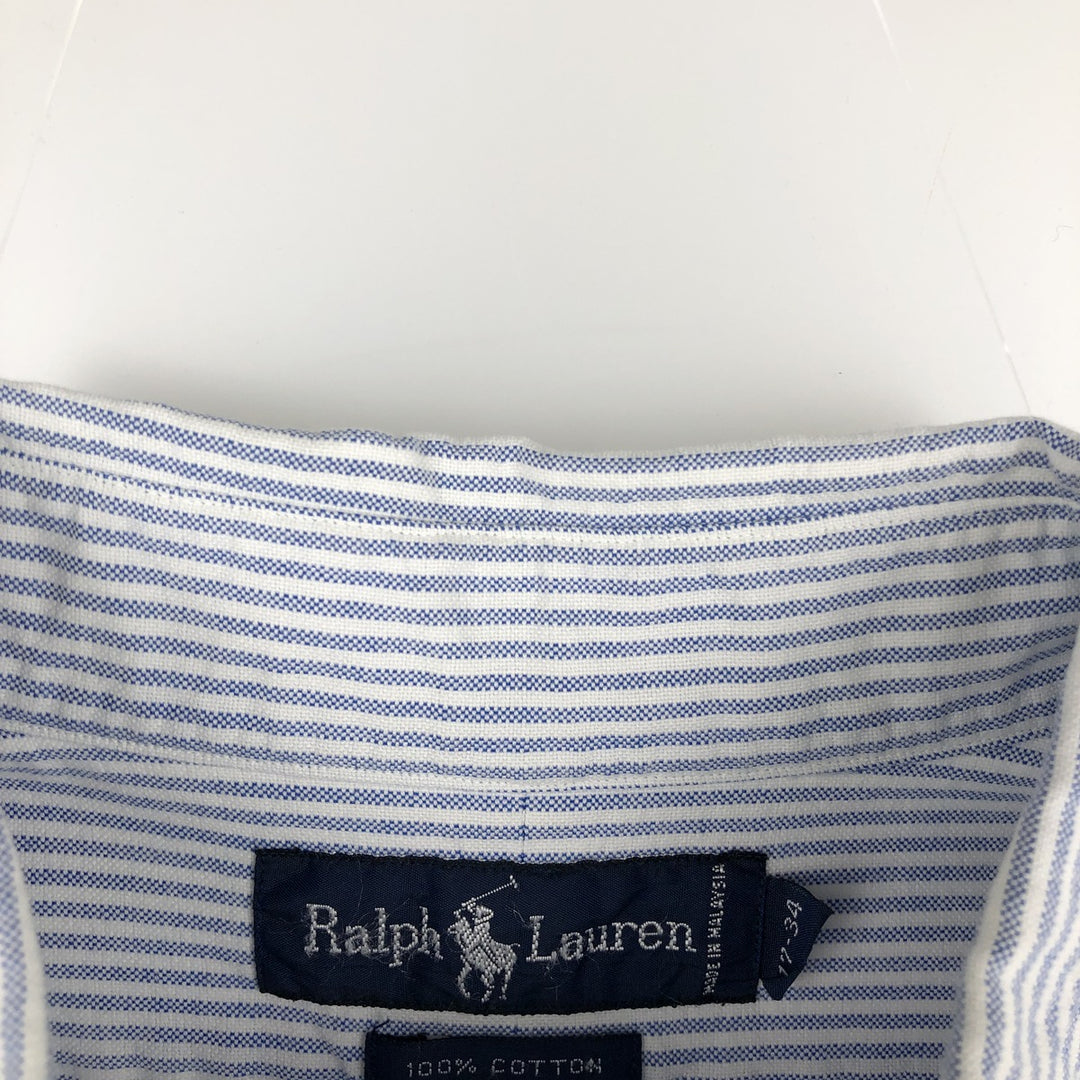 Ralph Lauren long sleeve button down striped shirt, men's XL size cotton white type Vintage Second Hand