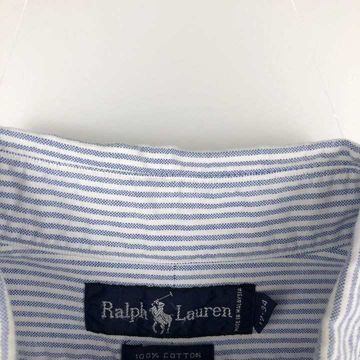 Ralph Lauren long sleeve button down striped shirt, men's XL size cotton white type Vintage Second Hand
