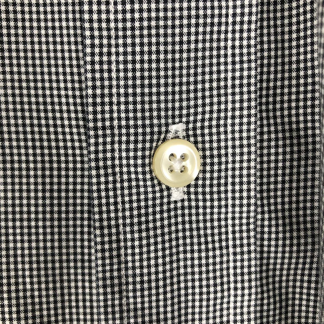 Ralph Lauren YARMOUTH Gingham Check Long Sleeve Button Down Check Shirt Men's M Size cotton black type Vintage Second Hand
