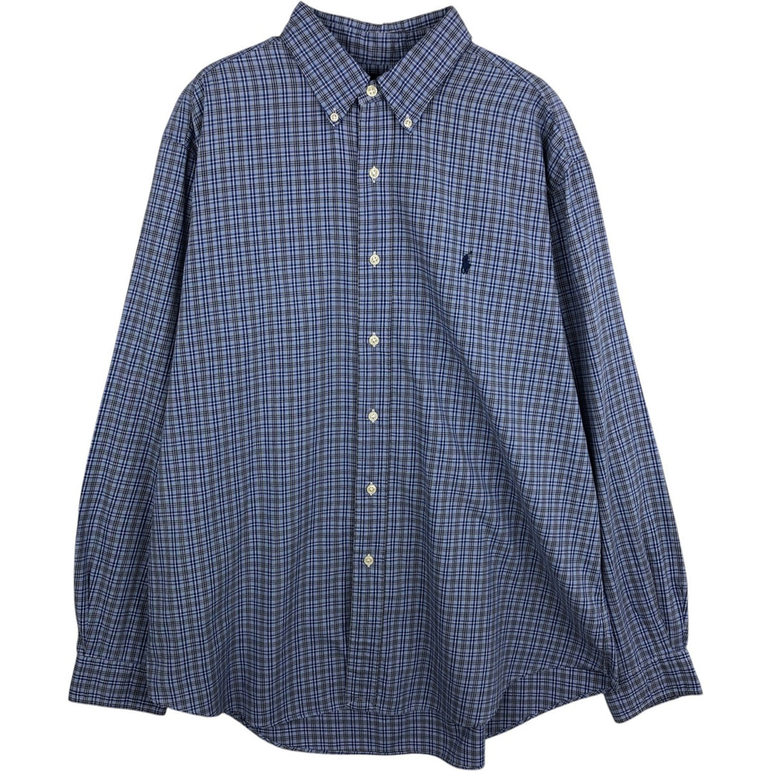 Ralph Lauren Classic Fit Long Sleeve Button Down Check Shirt Men's XL cotton blue type Vintage Second Hand
