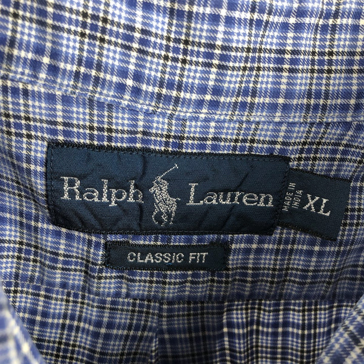 Ralph Lauren Classic Fit Long Sleeve Button Down Check Shirt Men's XL cotton blue type Vintage Second Hand