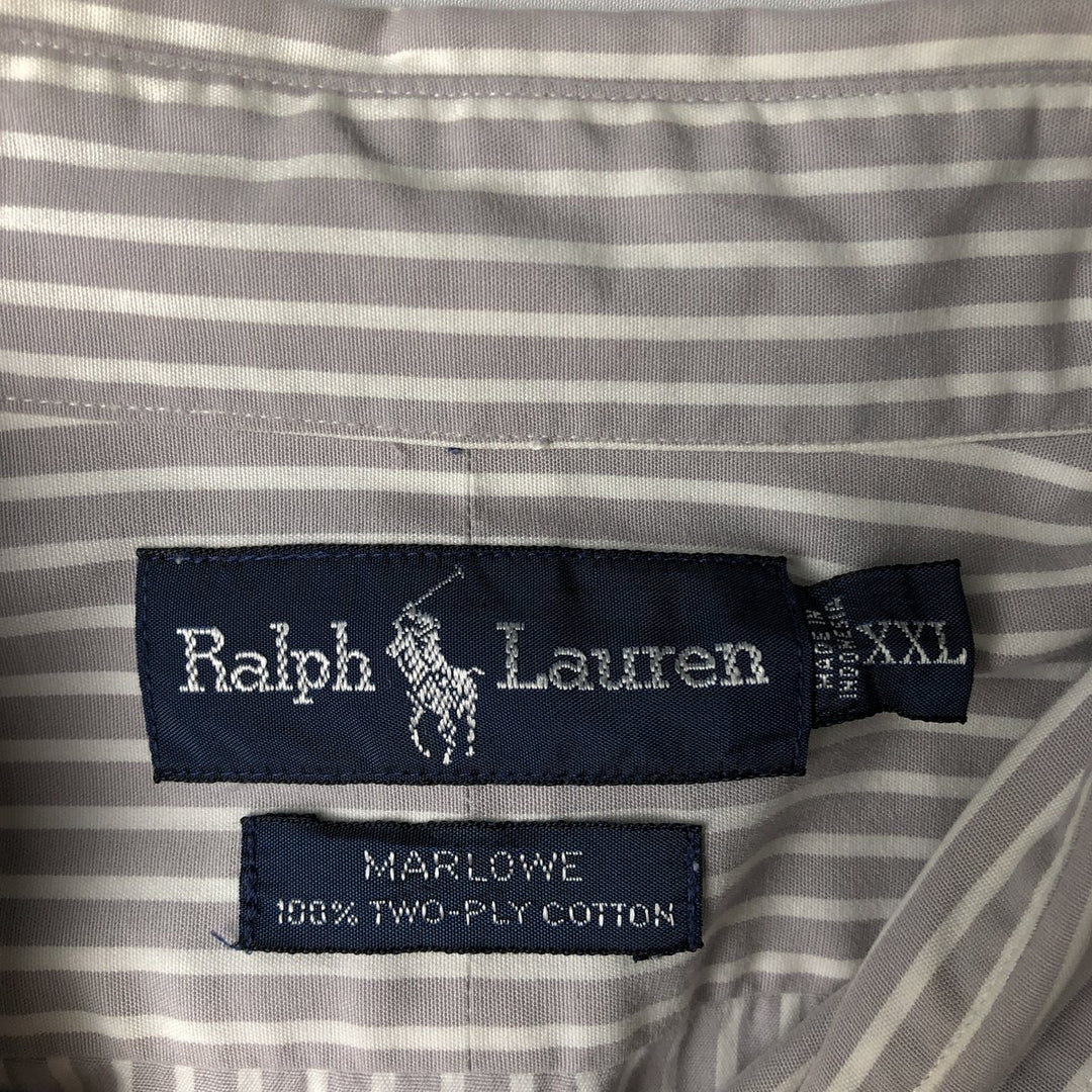 Ralph Lauren MARLOWE Long-Sleeve Button-Down Striped Shirt, Men's Size XXL (approx.) cotton gray type Vintage Second Hand