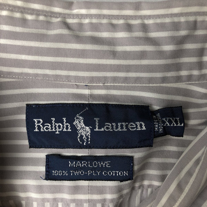 Ralph Lauren MARLOWE Long-Sleeve Button-Down Striped Shirt, Men's Size XXL (approx.) cotton gray type Vintage Second Hand