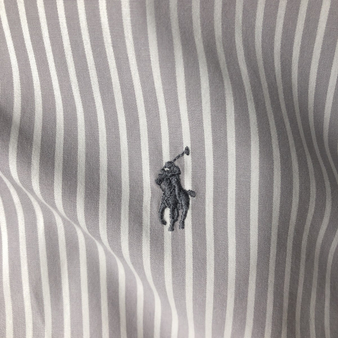 Ralph Lauren MARLOWE Long-Sleeve Button-Down Striped Shirt, Men's Size XXL (approx.) cotton gray type Vintage Second Hand