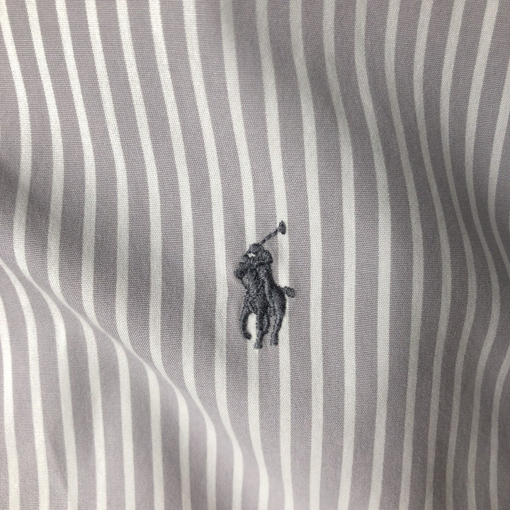 Ralph Lauren MARLOWE Long-Sleeve Button-Down Striped Shirt, Men's Size XXL (approx.) cotton gray type Vintage Second Hand