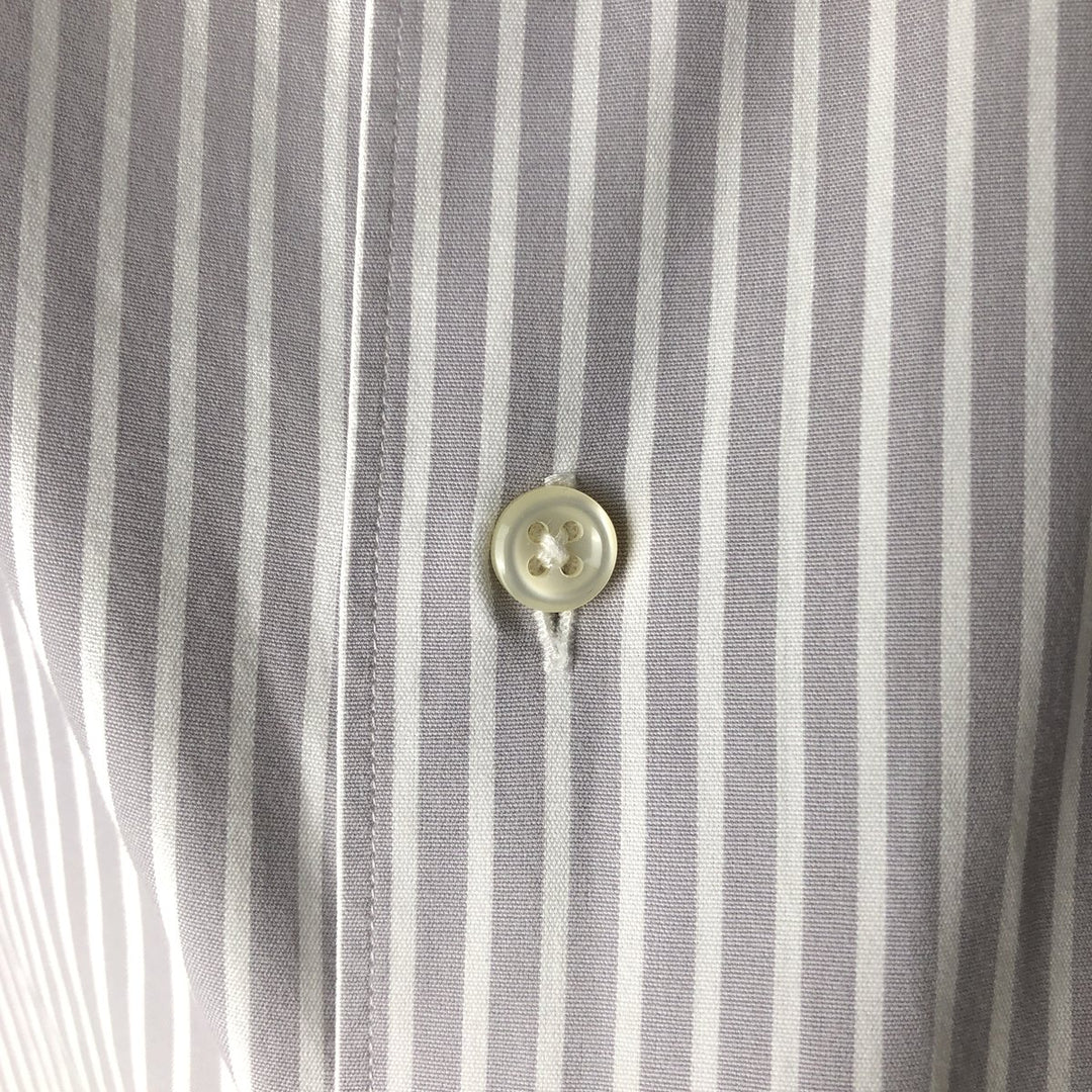 Ralph Lauren MARLOWE Long-Sleeve Button-Down Striped Shirt, Men's Size XXL (approx.) cotton gray type Vintage Second Hand