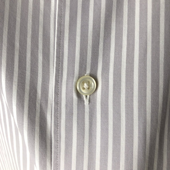 Ralph Lauren MARLOWE Long-Sleeve Button-Down Striped Shirt, Men's Size XXL (approx.) cotton gray type Vintage Second Hand