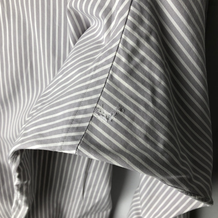 Ralph Lauren MARLOWE Long-Sleeve Button-Down Striped Shirt, Men's Size XXL (approx.) cotton gray type Vintage Second Hand