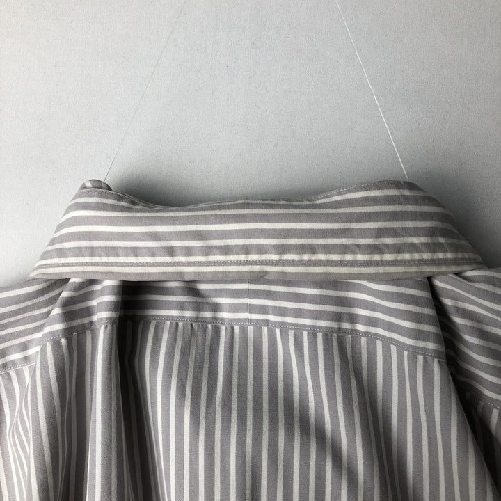Ralph Lauren MARLOWE Long-Sleeve Button-Down Striped Shirt, Men's Size XXL (approx.) cotton gray type Vintage Second Hand