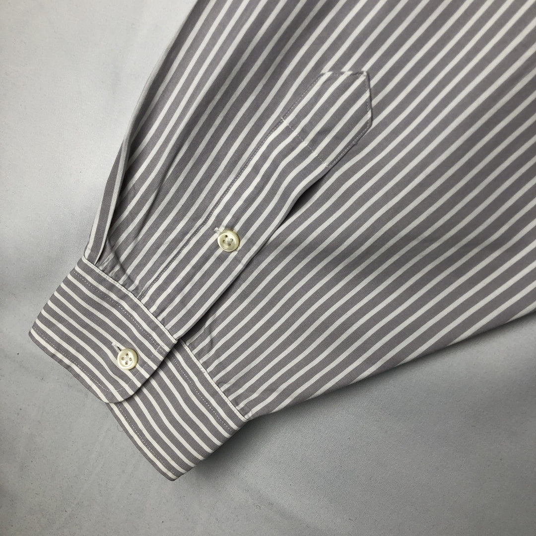 Ralph Lauren MARLOWE Long-Sleeve Button-Down Striped Shirt, Men's Size XXL (approx.) cotton gray type Vintage Second Hand