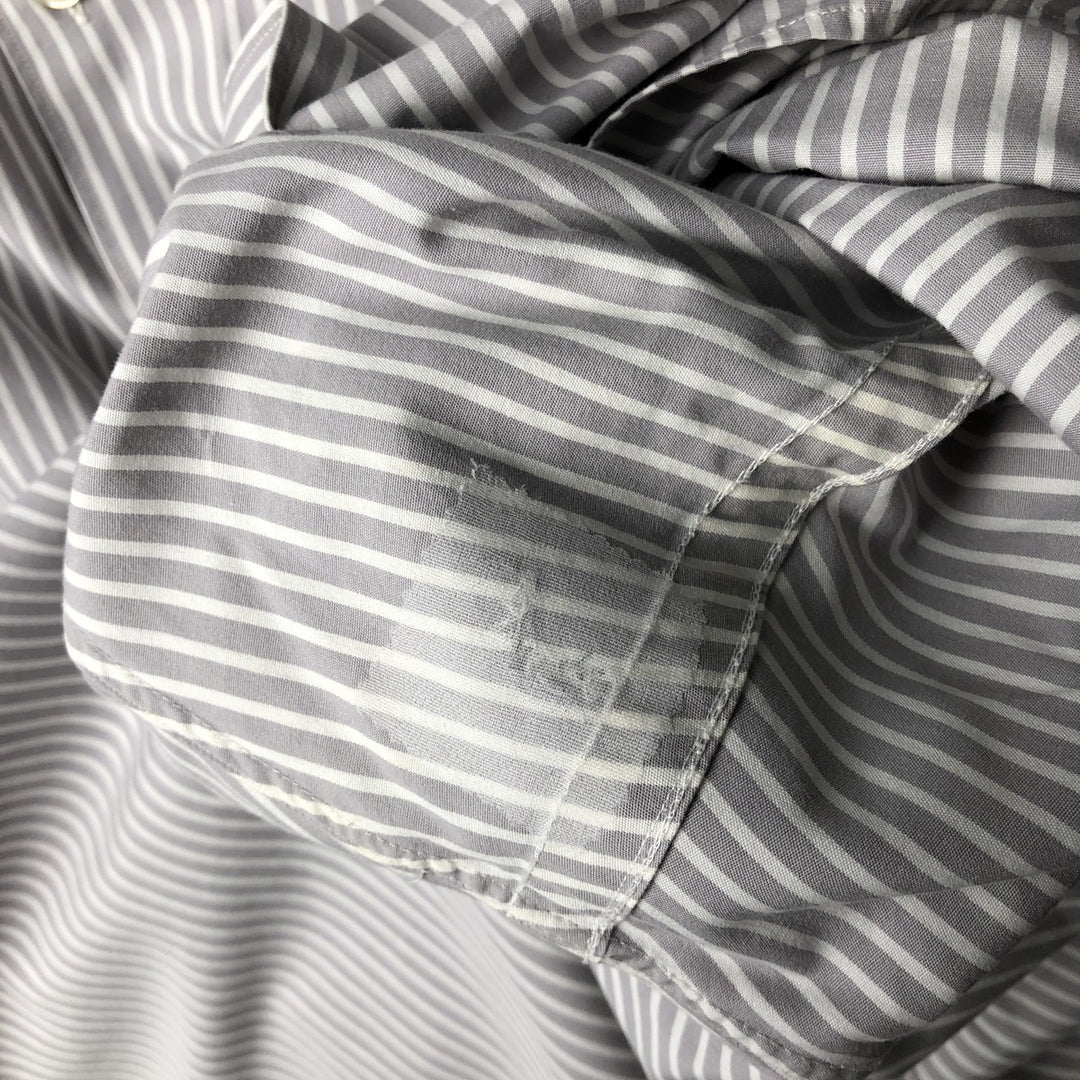 Ralph Lauren MARLOWE Long-Sleeve Button-Down Striped Shirt, Men's Size XXL (approx.) cotton gray type Vintage Second Hand