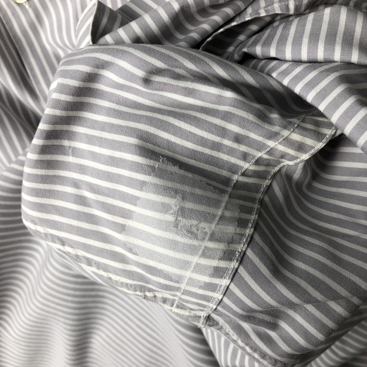 Ralph Lauren MARLOWE Long-Sleeve Button-Down Striped Shirt, Men's Size XXL (approx.) cotton gray type Vintage Second Hand