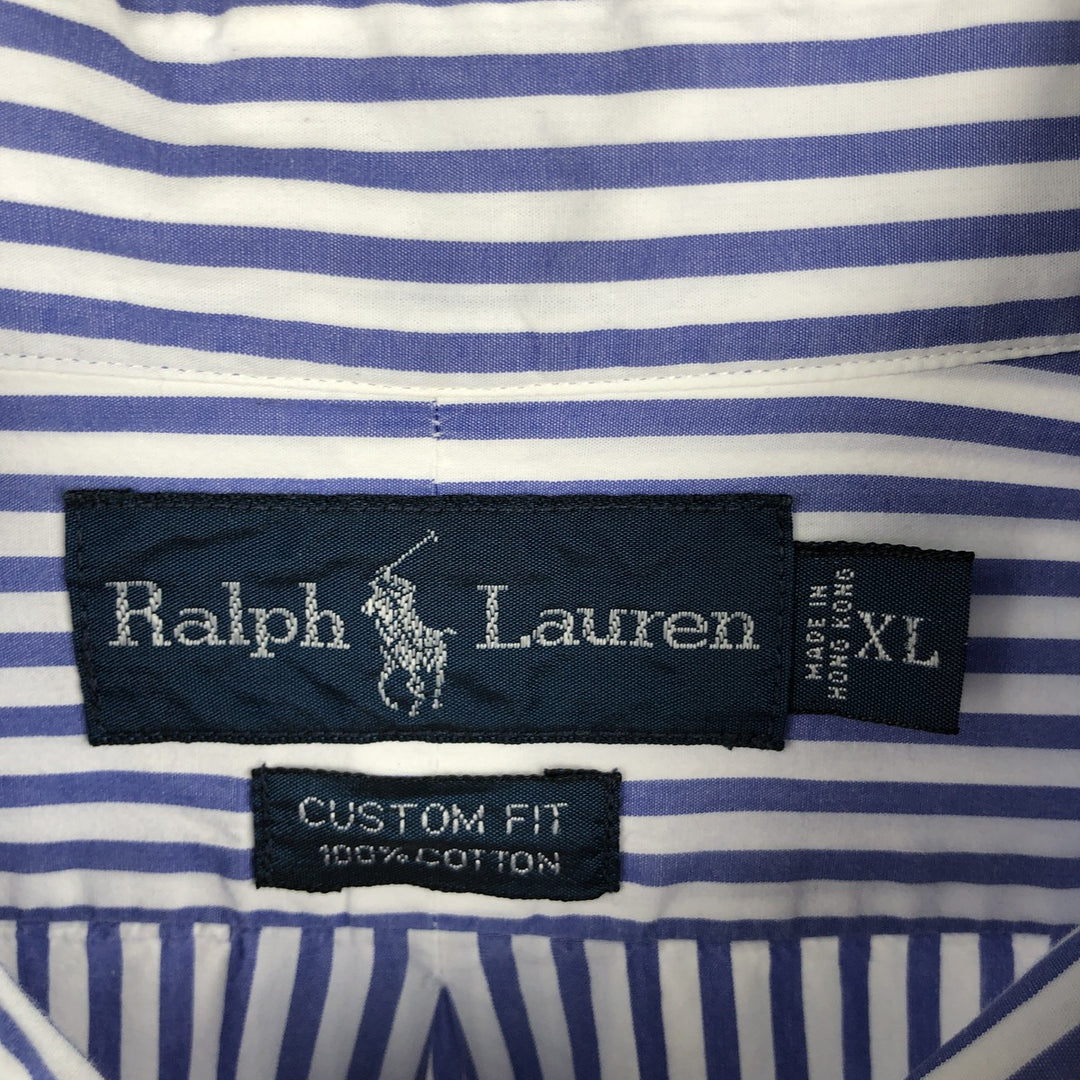 Ralph Lauren CUSTOM FIT long sleeve button down striped shirt men's XL size cotton white type Vintage Second Hand