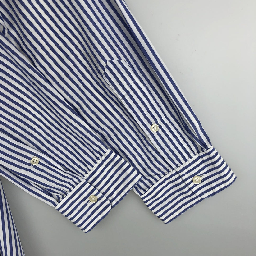 Ralph Lauren CUSTOM FIT long sleeve button down striped shirt men's XL size cotton white type Vintage Second Hand