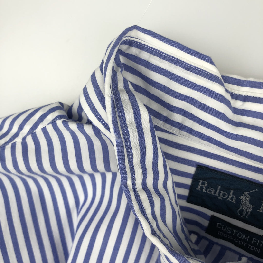 Ralph Lauren CUSTOM FIT long sleeve button down striped shirt men's XL size cotton white type Vintage Second Hand