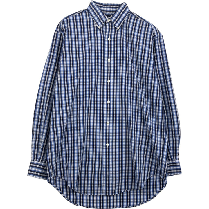 Ralph Lauren BLAKE Long-Sleeve Button-Down Check Shirt, Men's Size S (approx.) cotton blue type Vintage Second Hand