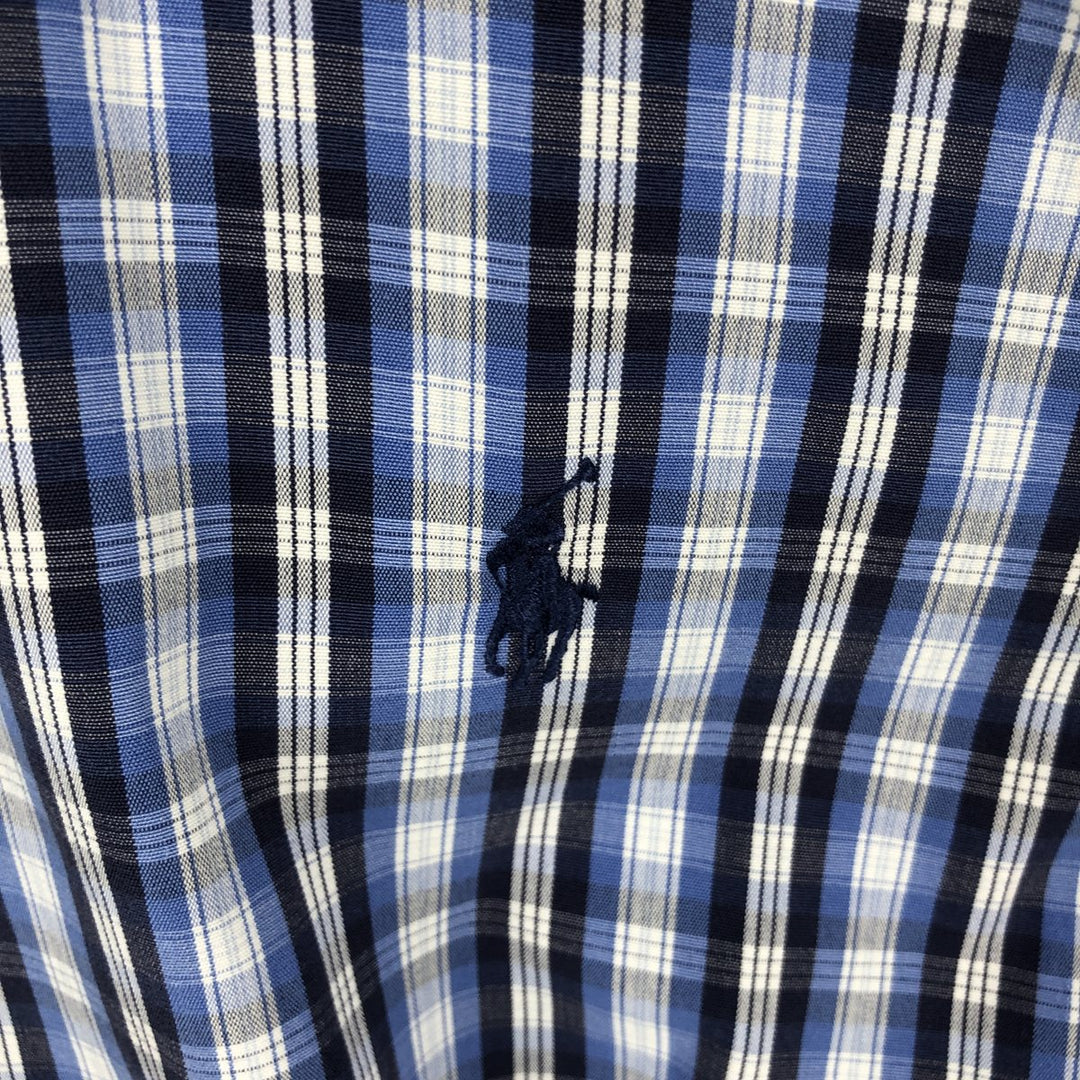 Ralph Lauren BLAKE Long-Sleeve Button-Down Check Shirt, Men's Size S (approx.) cotton blue type Vintage Second Hand