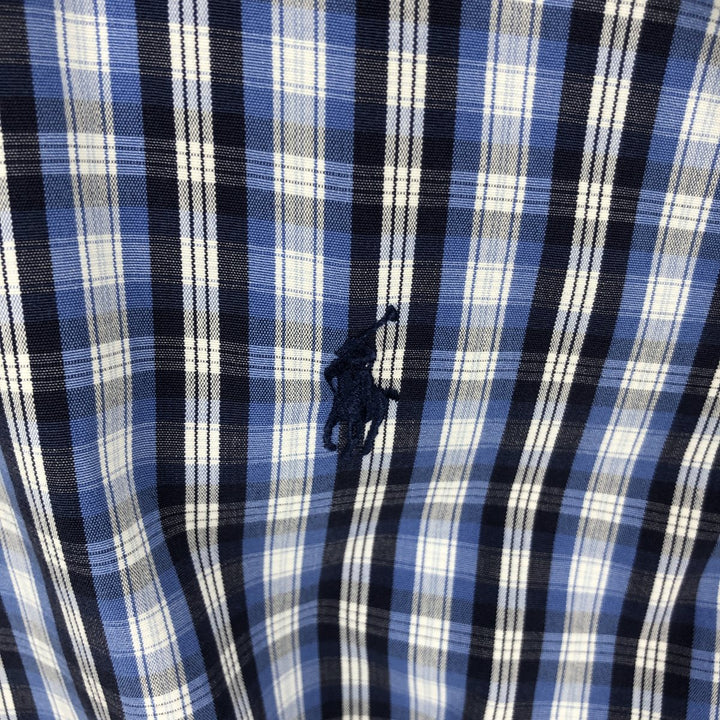 Ralph Lauren BLAKE Long-Sleeve Button-Down Check Shirt, Men's Size S (approx.) cotton blue type Vintage Second Hand