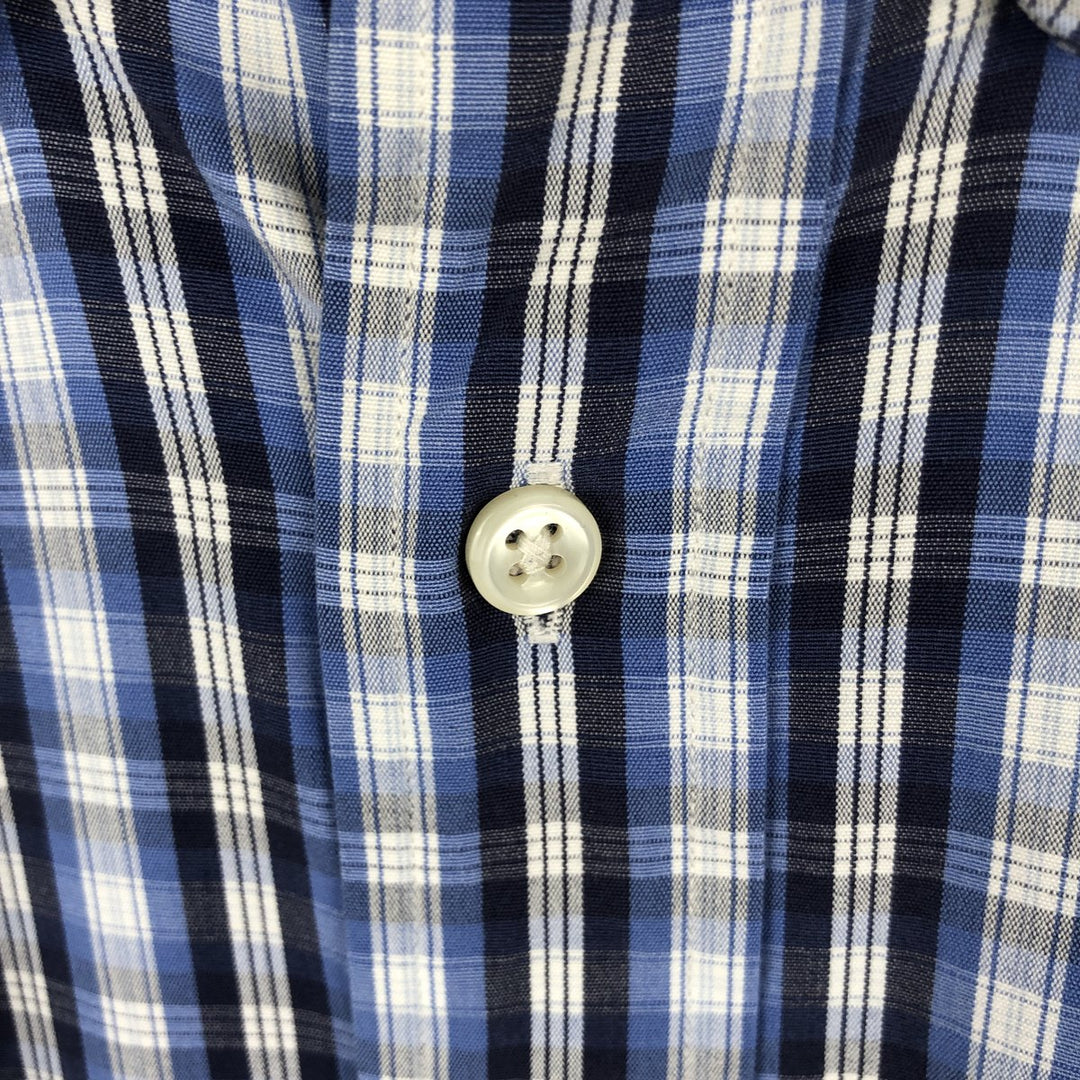 Ralph Lauren BLAKE Long-Sleeve Button-Down Check Shirt, Men's Size S (approx.) cotton blue type Vintage Second Hand