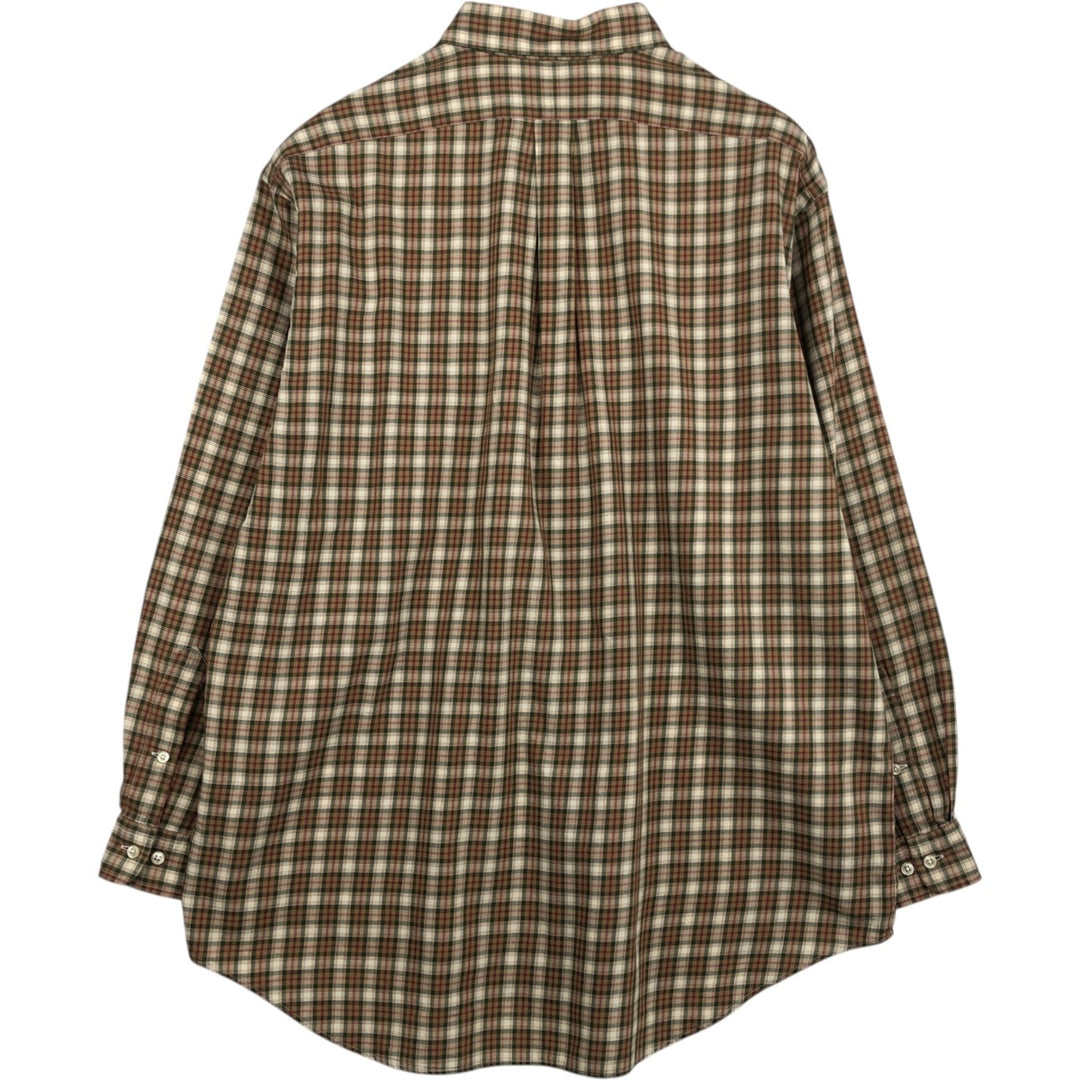 Ralph Lauren YARMOUTH Long Sleeve Button Down Check Shirt Men's XL cotton Beige type Vintage Second Hand