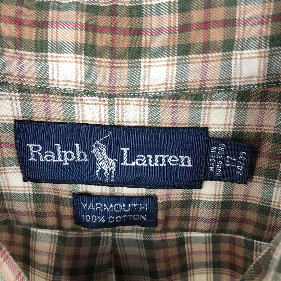Ralph Lauren YARMOUTH Long Sleeve Button Down Check Shirt Men's XL cotton Beige type Vintage Second Hand