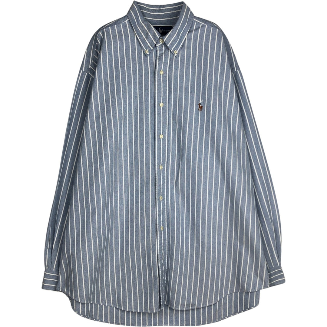 Ralph Lauren BLAKE long sleeve button-down striped shirt, men's size XL cotton Blue type light blue Vintage Second Hand