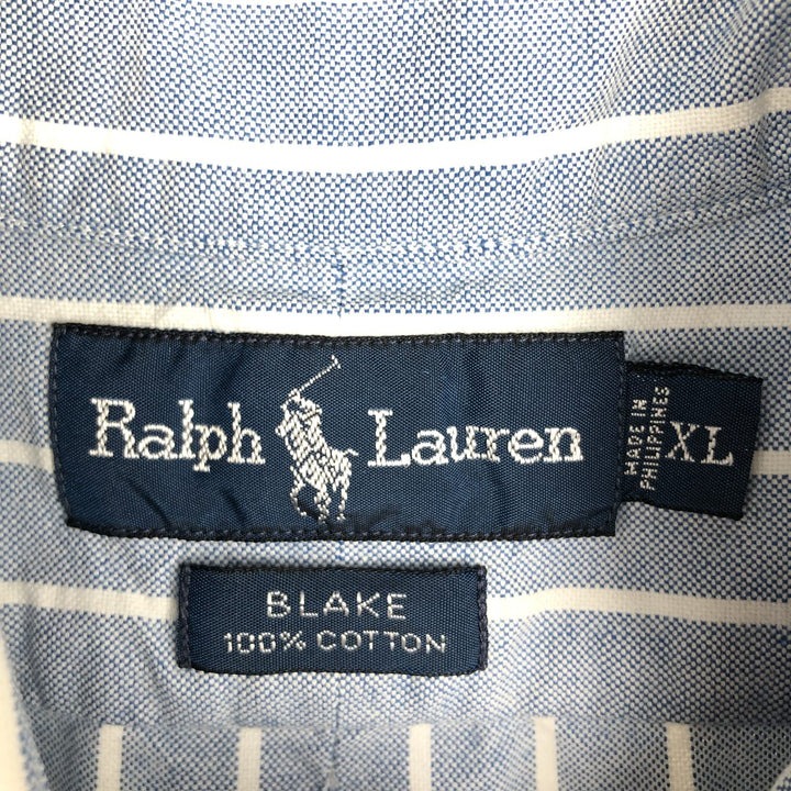 Ralph Lauren BLAKE long sleeve button-down striped shirt, men's size XL cotton Blue type light blue Vintage Second Hand