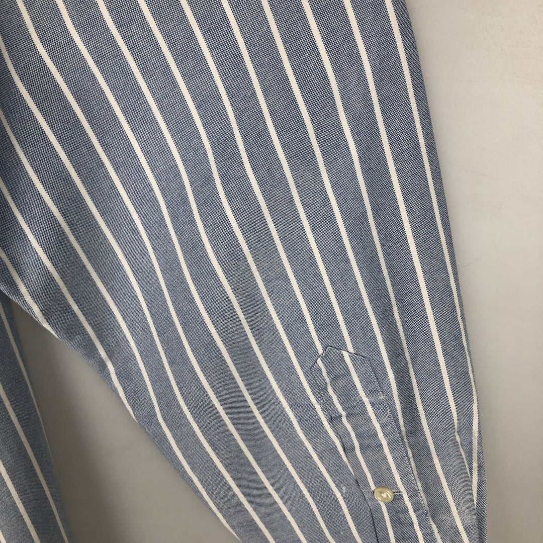 Ralph Lauren BLAKE long sleeve button-down striped shirt, men's size XL cotton Blue type light blue Vintage Second Hand