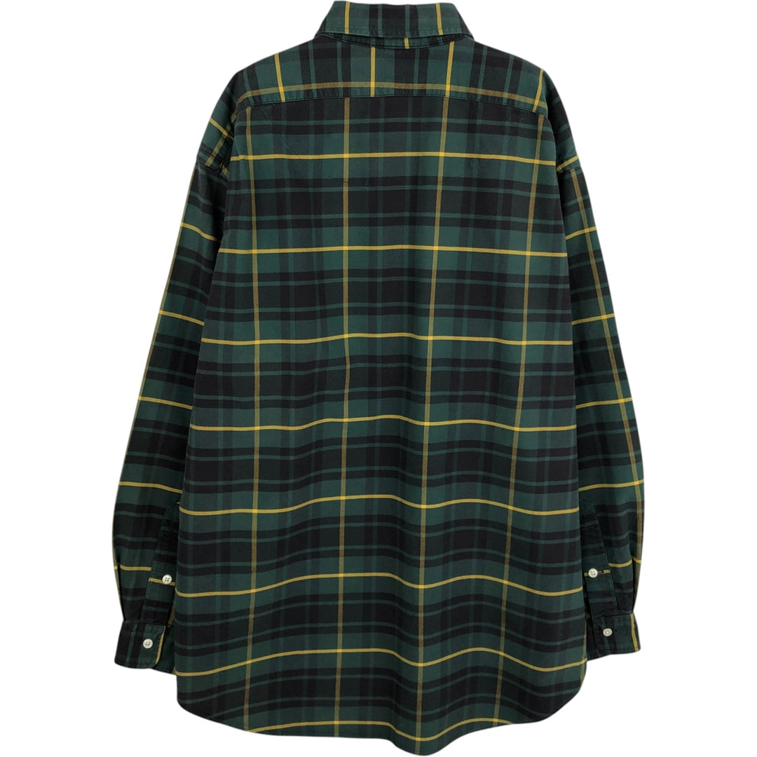 Ralph Lauren long sleeve button down check shirt, men's size L cotton green type Vintage Second Hand