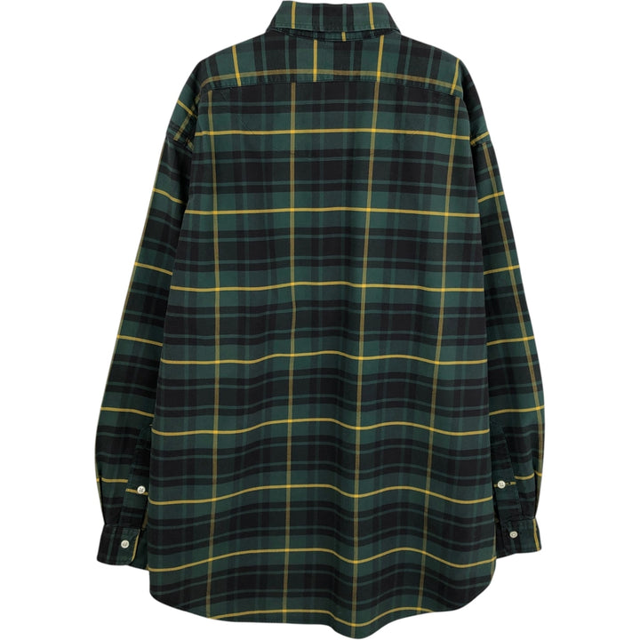 Ralph Lauren long sleeve button down check shirt, men's size L cotton green type Vintage Second Hand