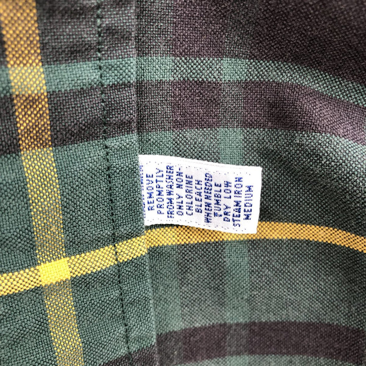 Ralph Lauren long sleeve button down check shirt, men's size L cotton green type Vintage Second Hand