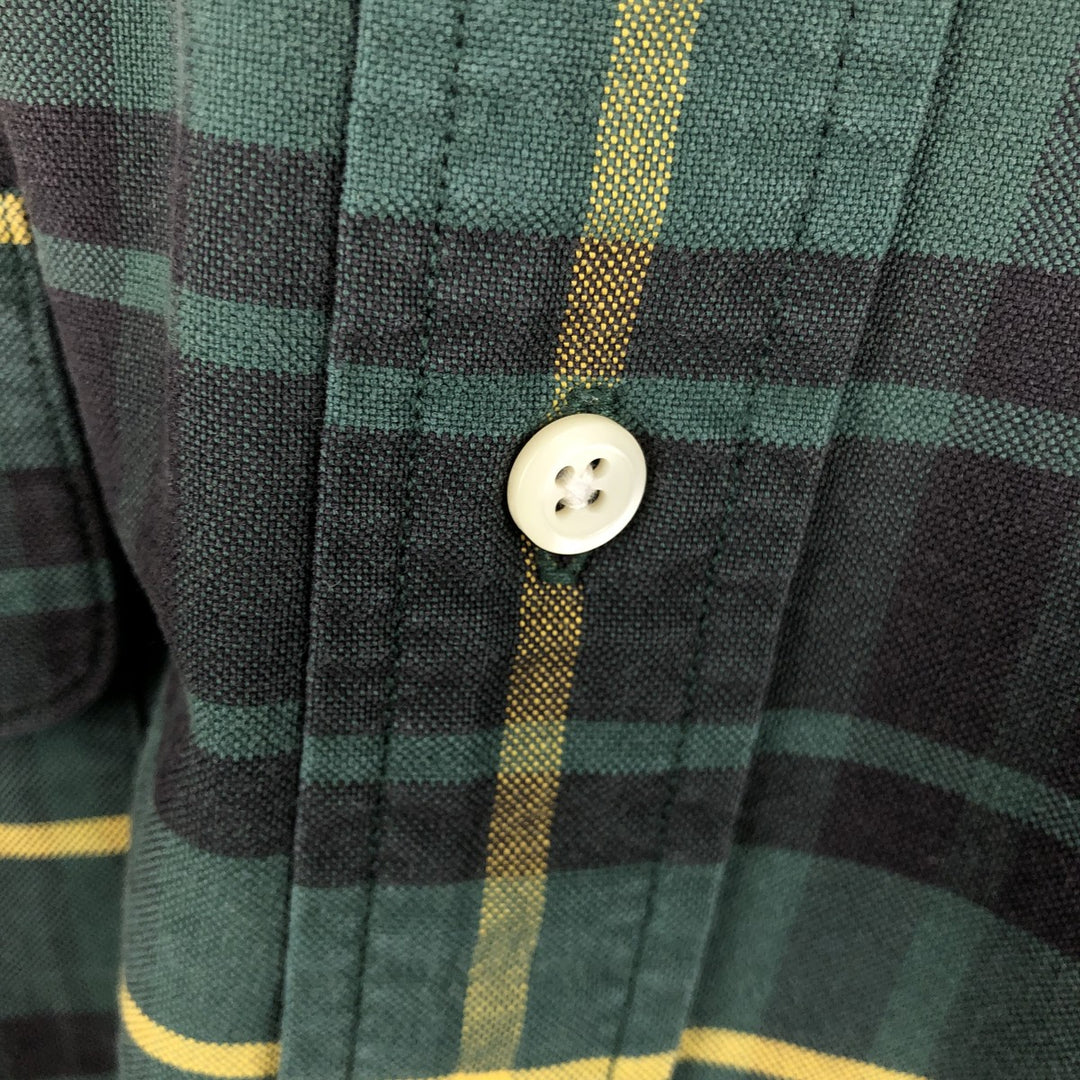 Ralph Lauren long sleeve button down check shirt, men's size L cotton green type Vintage Second Hand
