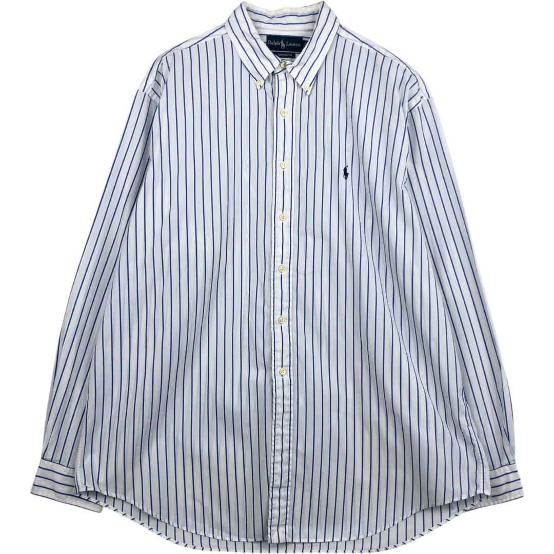 Ralph Lauren YARMOUTH Long Sleeve Button-Down Striped Shirt, Men's XL cotton white type Vintage Second Hand