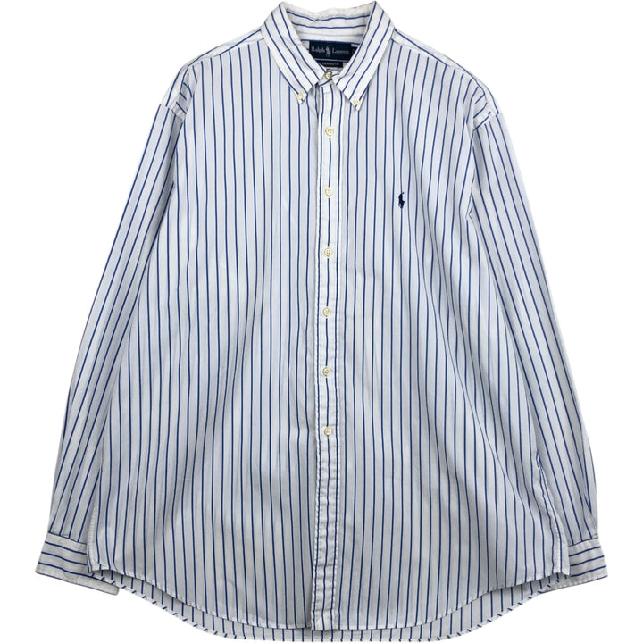 Ralph Lauren YARMOUTH Long Sleeve Button-Down Striped Shirt, Men's XL cotton white type Vintage Second Hand