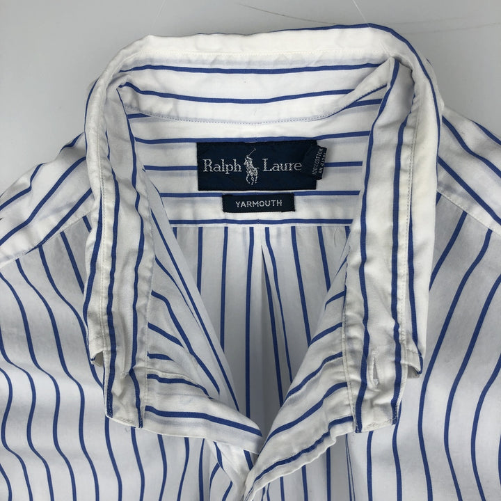 Ralph Lauren YARMOUTH Long Sleeve Button-Down Striped Shirt, Men's XL cotton white type Vintage Second Hand