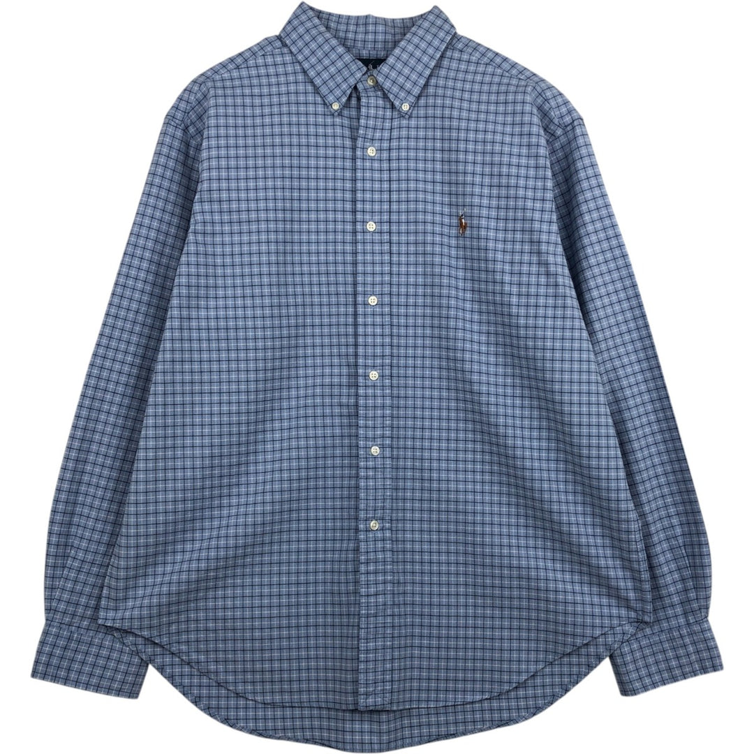 Ralph Lauren Classic Fit Long Sleeve Button Down Check Shirt Men's XL cotton Blue type light blue Vintage Second Hand