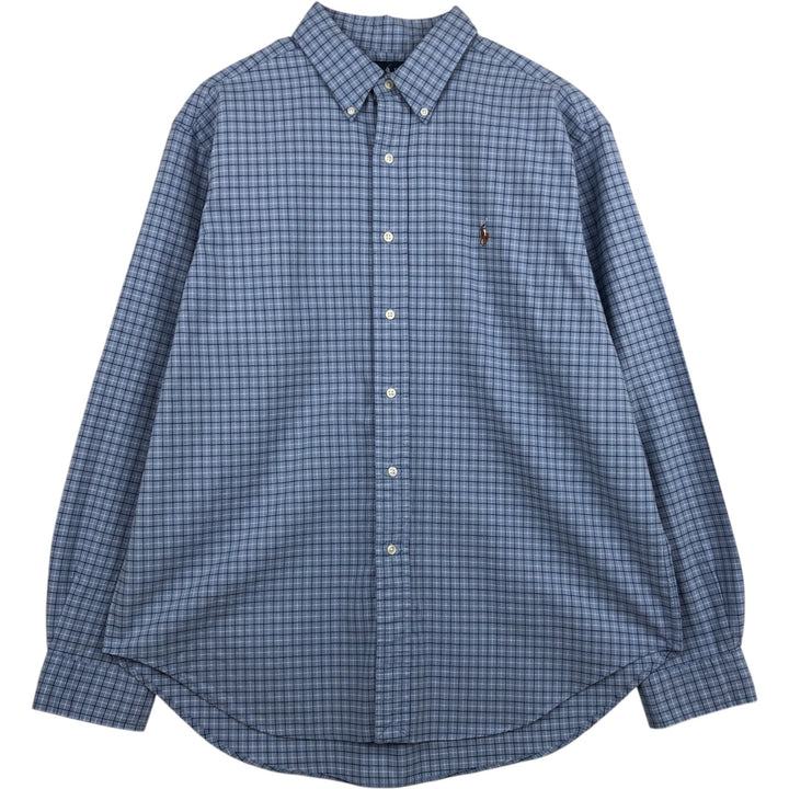 Ralph Lauren Classic Fit Long Sleeve Button Down Check Shirt Men's XL cotton Blue type light blue Vintage Second Hand