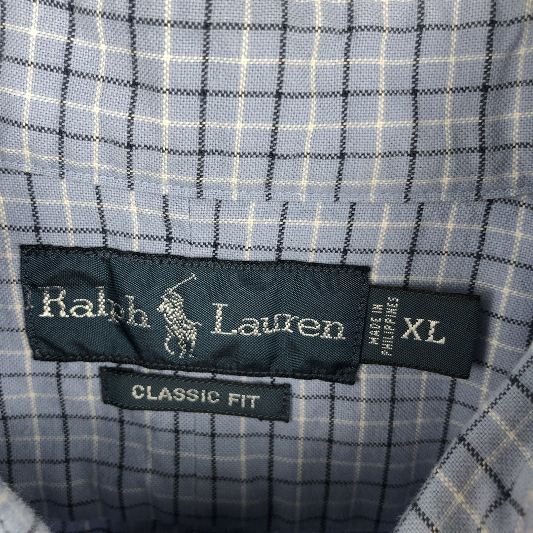Ralph Lauren Classic Fit Long Sleeve Button Down Check Shirt Men's XL cotton Blue type light blue Vintage Second Hand