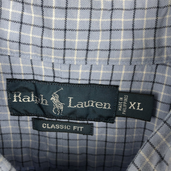 Ralph Lauren Classic Fit Long Sleeve Button Down Check Shirt Men's XL cotton Blue type light blue Vintage Second Hand