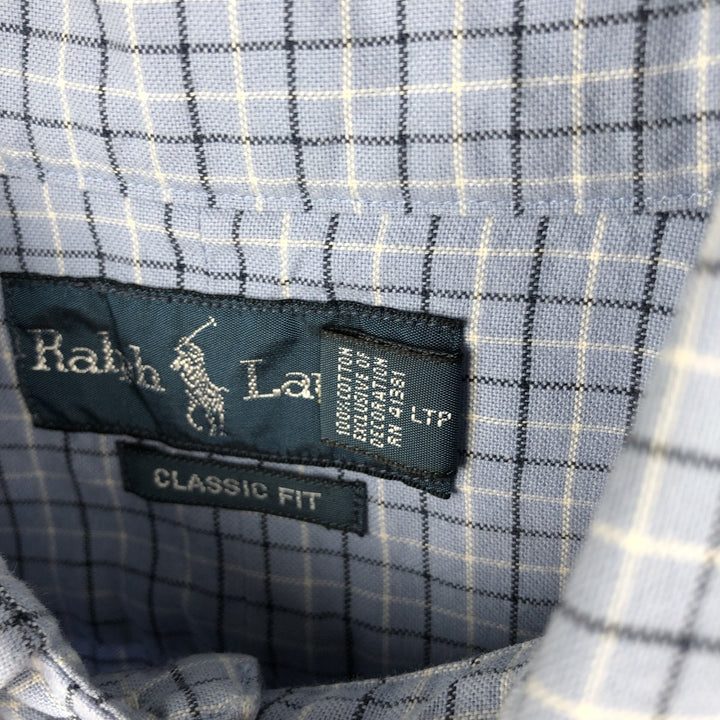 Ralph Lauren Classic Fit Long Sleeve Button Down Check Shirt Men's XL cotton Blue type light blue Vintage Second Hand