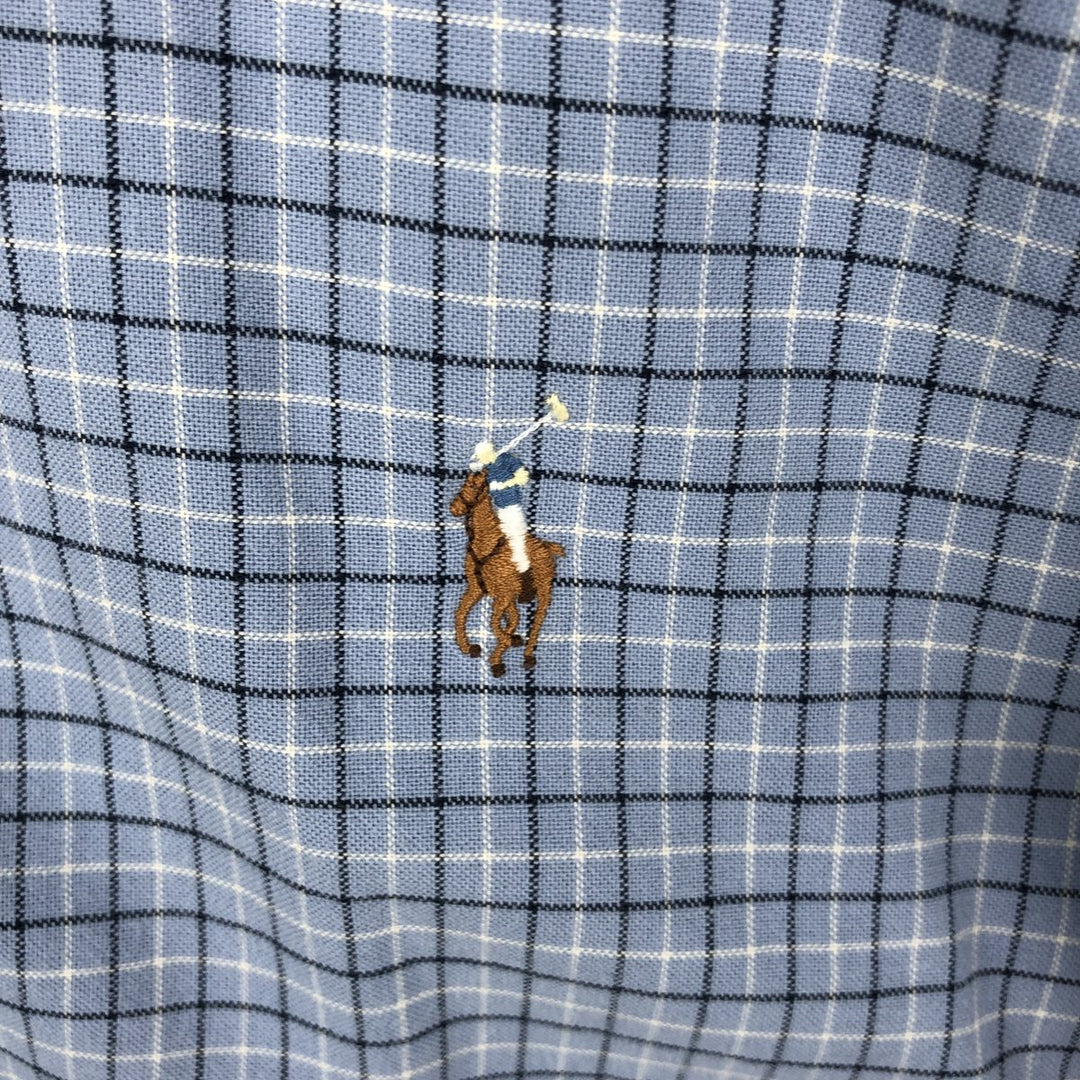 Ralph Lauren Classic Fit Long Sleeve Button Down Check Shirt Men's XL cotton Blue type light blue Vintage Second Hand