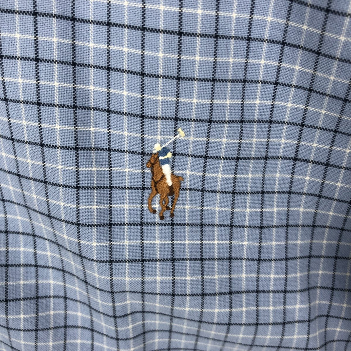 Ralph Lauren Classic Fit Long Sleeve Button Down Check Shirt Men's XL cotton Blue type light blue Vintage Second Hand