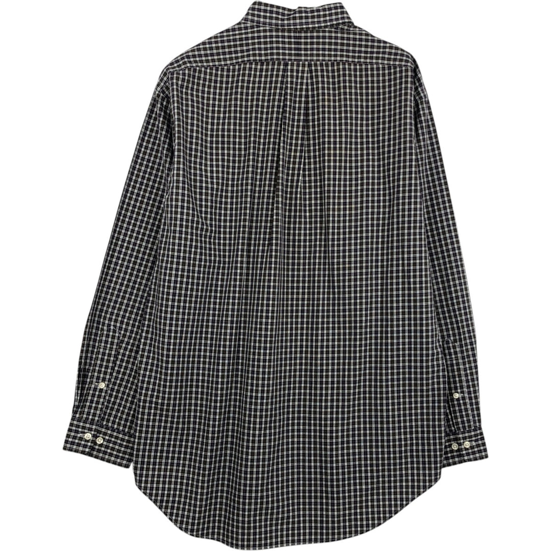 Ralph Lauren YARMOUTH Long Sleeve Button-Down Check Shirt, Men's Size L cotton black type Vintage Second Hand