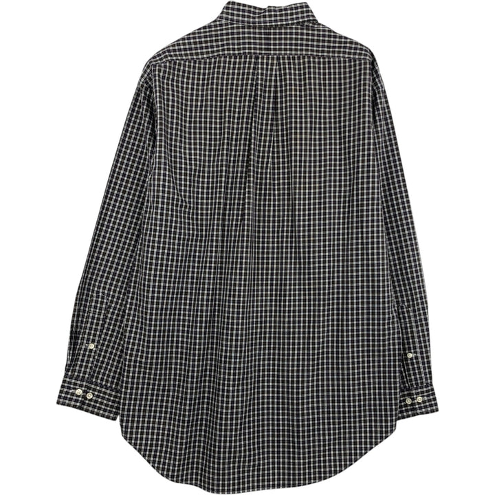 Ralph Lauren YARMOUTH Long Sleeve Button-Down Check Shirt, Men's Size L cotton black type Vintage Second Hand
